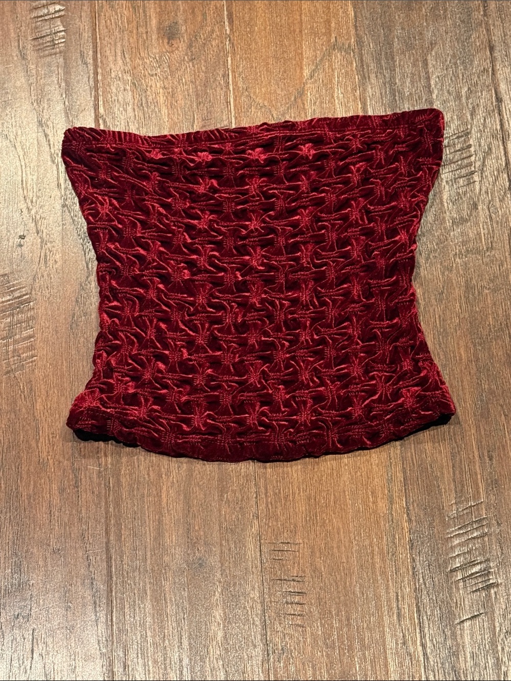 Size Small Moda International Burgundy Velvet Smocked Tube Top